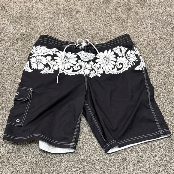 SPEEDO Men's Hawaiian Board Shorts Size L In Black/White - Picture 1 of 7